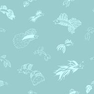 Mint blue fish pattern