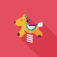 playground toy horse flat icon with long shadow N7