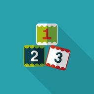 123 blocks flat icon with long shadow eps10 N32