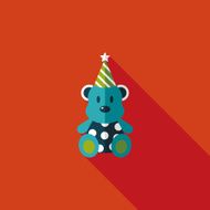 birthday teddy bear flat icon with long shadow eps10 N54