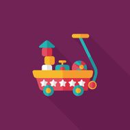 toy cart flat icon with long shadow eps10 N18