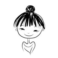 Cute Girl Smiling Sketch For Your Design N16