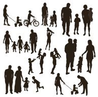 Set of very detailed family silhouettes