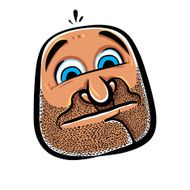 Funny cartoon face with stubble vector illustration