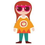 Cute girl hippie character