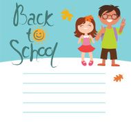 Back to school card design with two kids