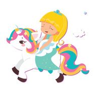 Cute little princess and unicorn