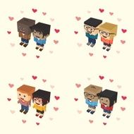 romance block isometric cartoon character N6