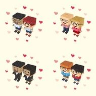 romance block isometric cartoon character N7