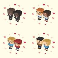 romance block isometric cartoon character N8