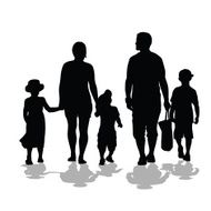 Family Walking Away Silhouette