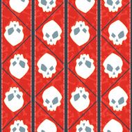 Red seamless pattern with skulls and bonnes