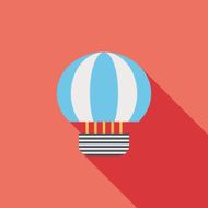 Hot Air Balloon flat icon with long shadow N10