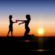 Mother&#039;s Day background Mother and child in the sunset N16