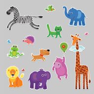 Vector set of fun stylized animals