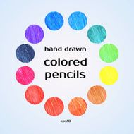 set of colored crayon spots