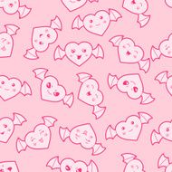 Seamless kawaii cartoon pattern with cute hearts