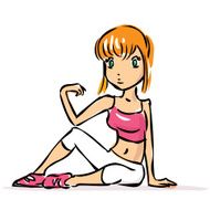 Young girl goes in for sports The athlete sits on