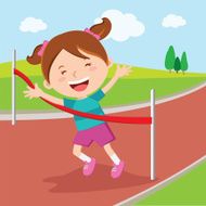 Girl crossing finishing line