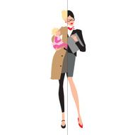 Working mother and baby Vector