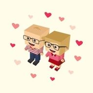 love couple block isometric cartoon character N27
