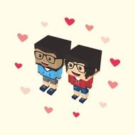 love couple block isometric cartoon character N28