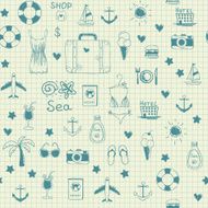 On vacation summer sketch seamless pattern