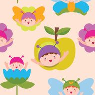 Cute butterfly babies seamless pattern