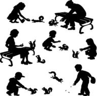 Feeding Squirrels silhouettes