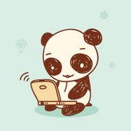 Panda Using a Laptop Computer