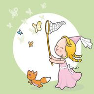 Cute princess catching butterflies