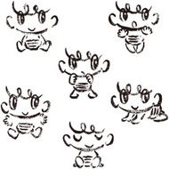 Six poses of hand-drawn baby