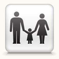 Square Button with Parents and Daughter