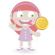 Happy young girl licking a lollipop