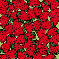 Strawberry pattern on green background Vector