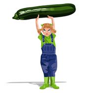 girl holding a zucchini