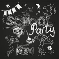 School party vector set on the chalkboard