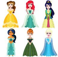 Beautiful Princesses Hand Drawn Unique Vector Set