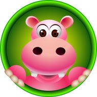 cute baby hippo head cartoon