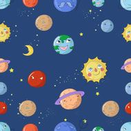 Seamless pattern cartoon planets vector