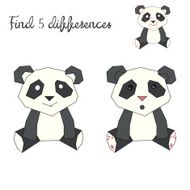 Find differences kids layout for game panda bear