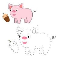 Connect the dots game pig vector illustration N2