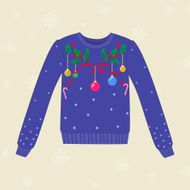 Christmas hand drawn sweater with decorations