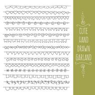 Set of cute doodle bunting party flags