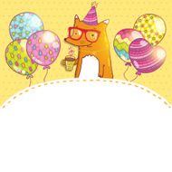 Happy Birthday card with hipster fox N15