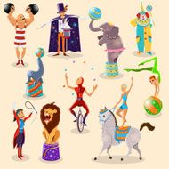 Circus vintage pictograms set arrangement