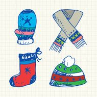 Winter accessories Doodles set