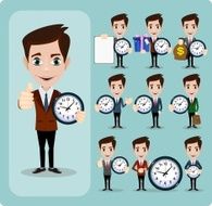 Set of businessman and clock eps10 vector format