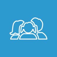 family outline icon isolated white on the blue background