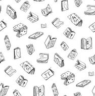 Open Books Drawing Seamless Pattern Background